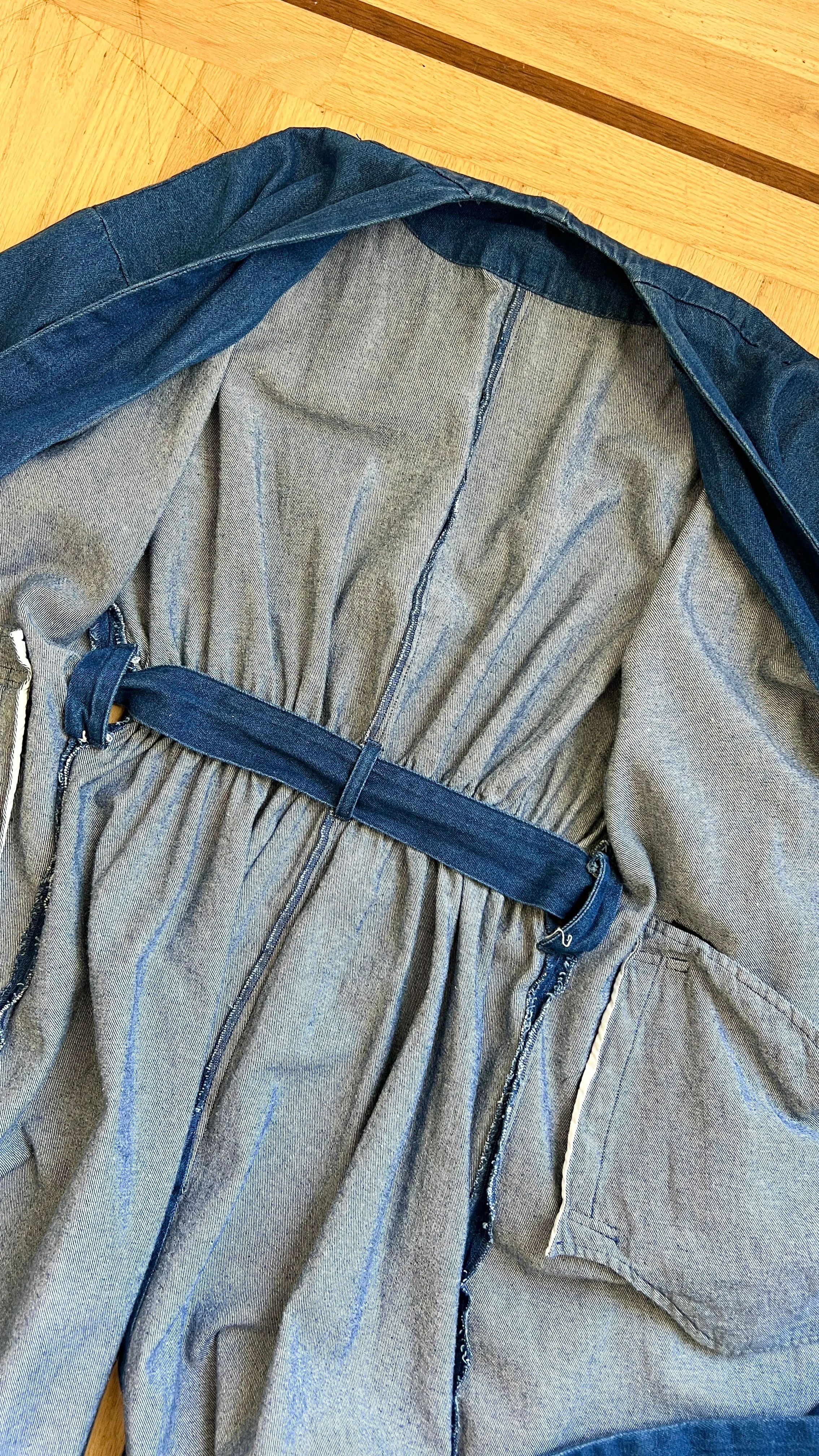 1970s Belted Denim Wrap Coat | small/medium/large