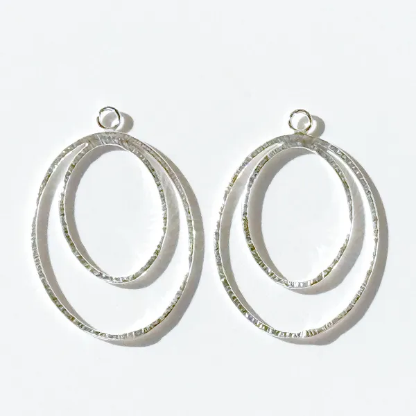 Argentium Silver Oval Hoop Earring Jacket Set