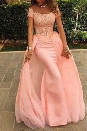 Attractive Sleek Glorious Coral Prom Dresses Mermaid Lace Long Evening Gowns