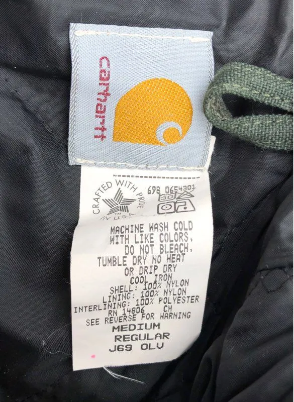 Carhartt Men's Olive Green J69 Bomber Jacket - Size M