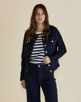 Cindy Collarless Denim Jacket - Ink