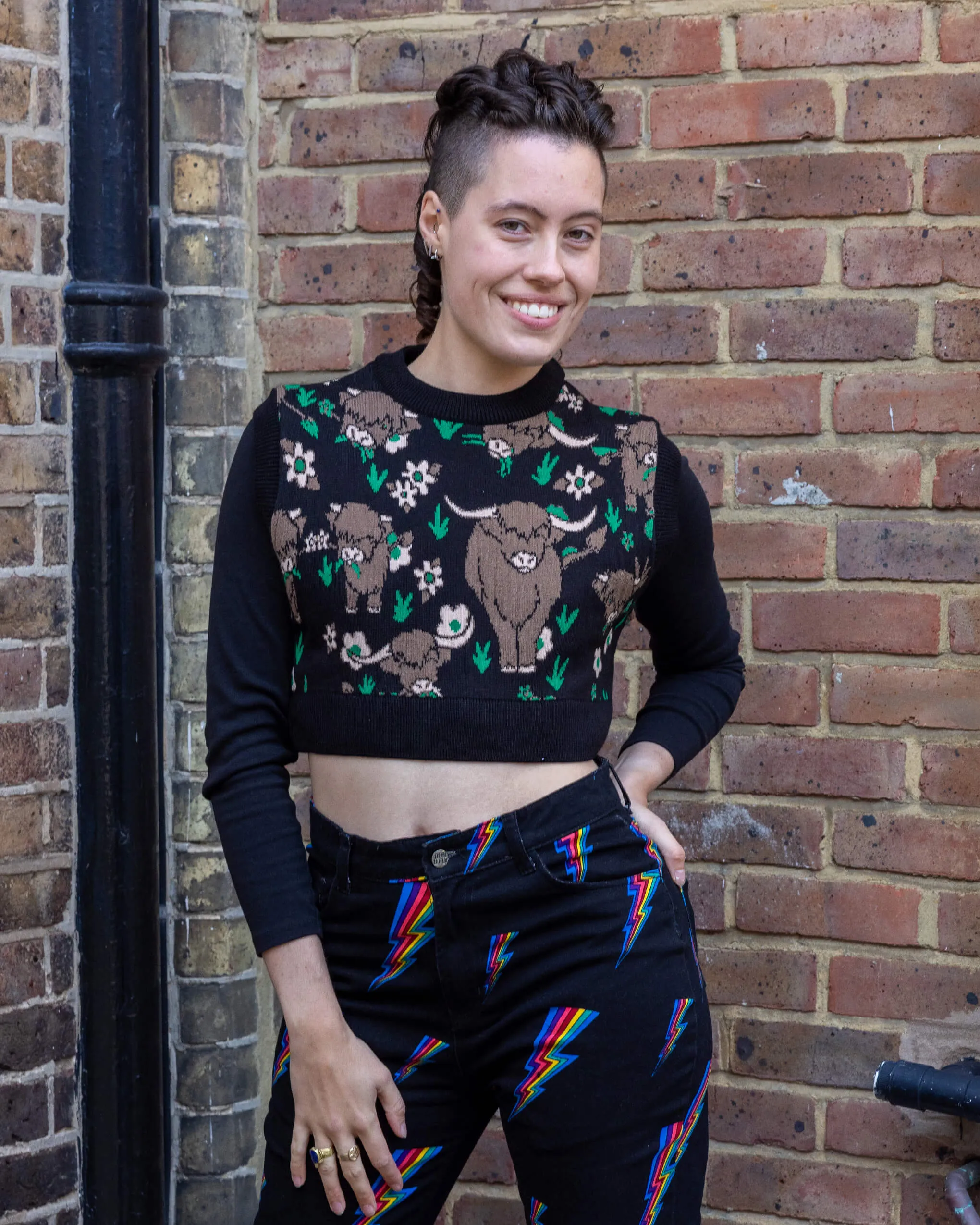 Highland Cows Cropped Knitted Tank Top
