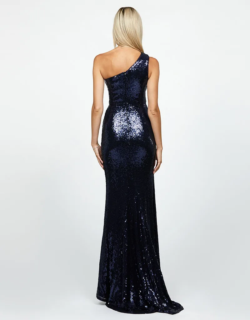 ISOBEL ONE SHOULDER CUT OUT GOWN WITH TRAIN B58AD09LT