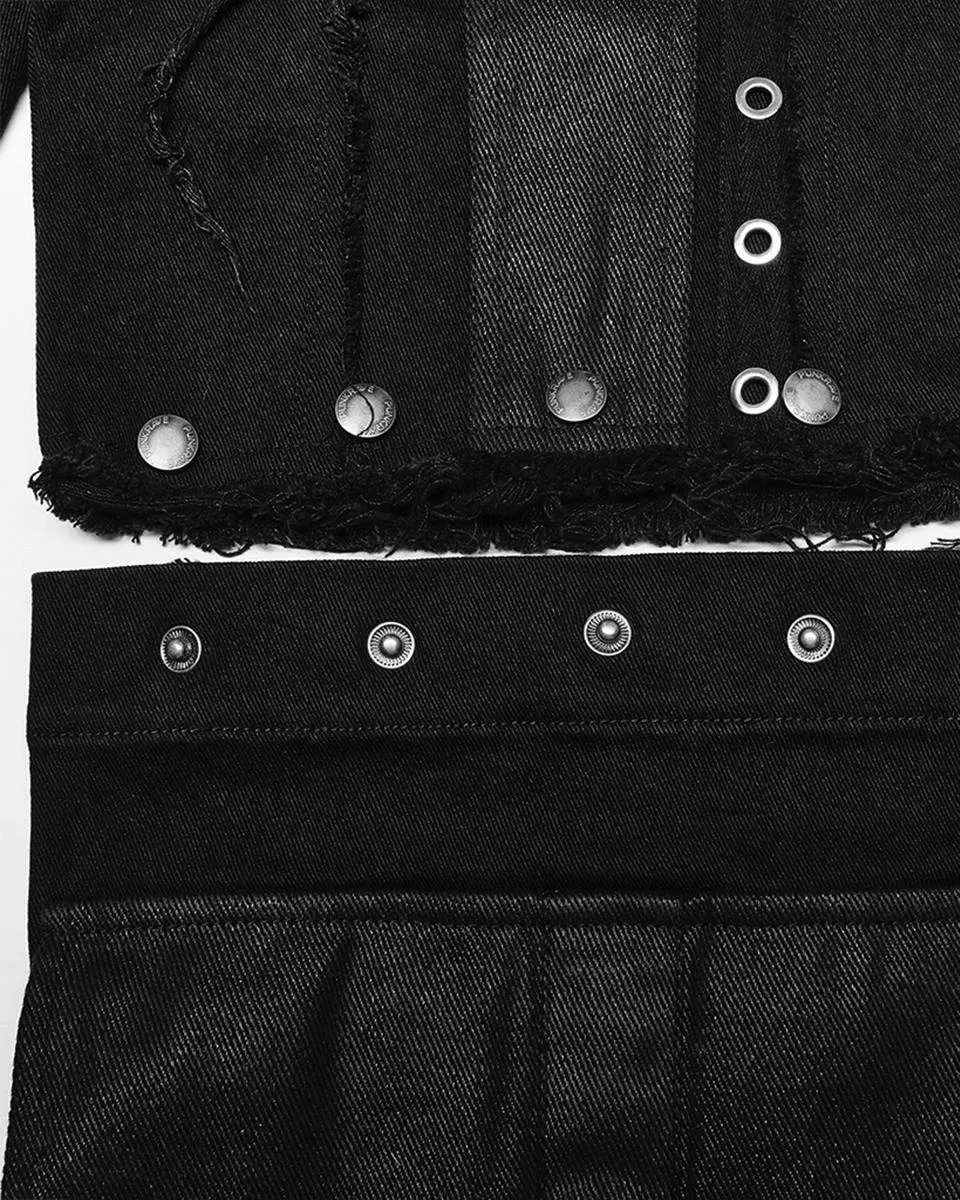 K558-BKM Mens Industrial Tactical Gothic Detachable Utility Pants/Shorts