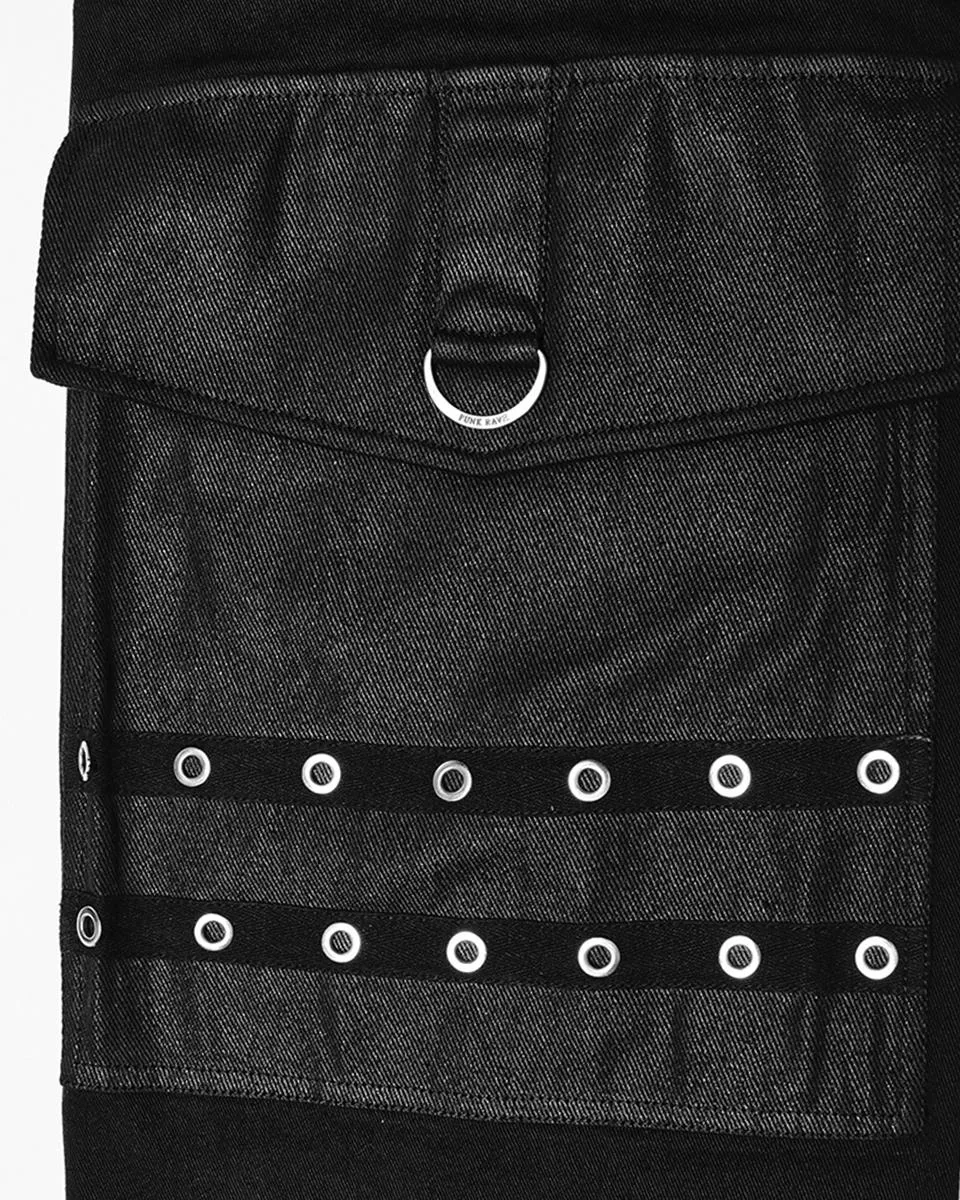 K558-BKM Mens Industrial Tactical Gothic Detachable Utility Pants/Shorts