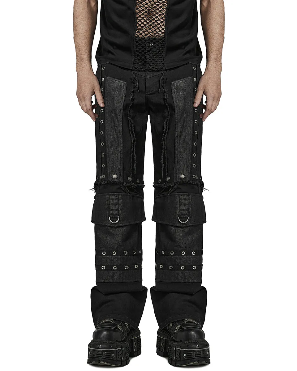 K558-BKM Mens Industrial Tactical Gothic Detachable Utility Pants/Shorts