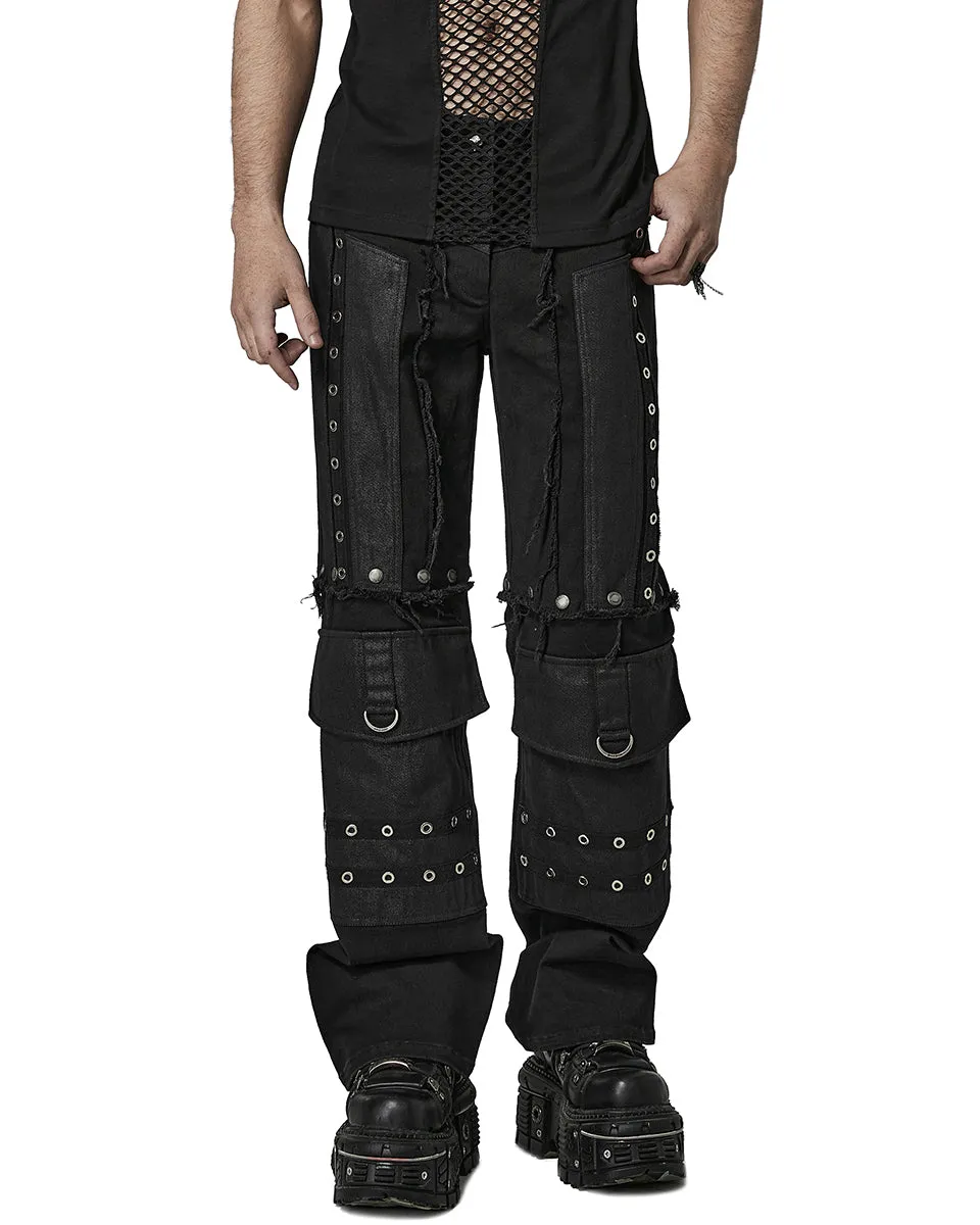 K558-BKM Mens Industrial Tactical Gothic Detachable Utility Pants/Shorts