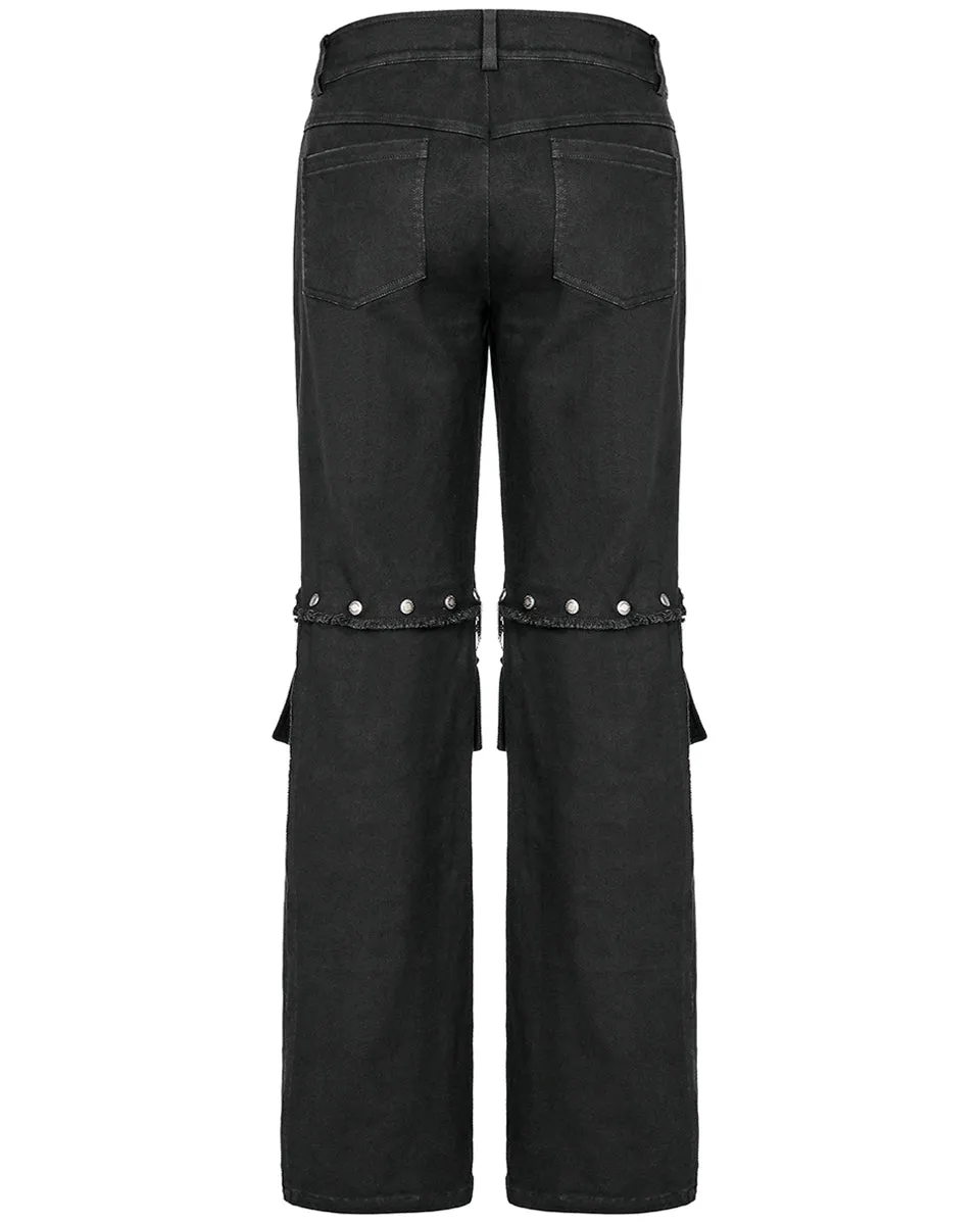 K558-BKM Mens Industrial Tactical Gothic Detachable Utility Pants/Shorts
