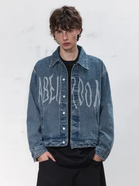 leather Burnout Pattern Denim Jacket