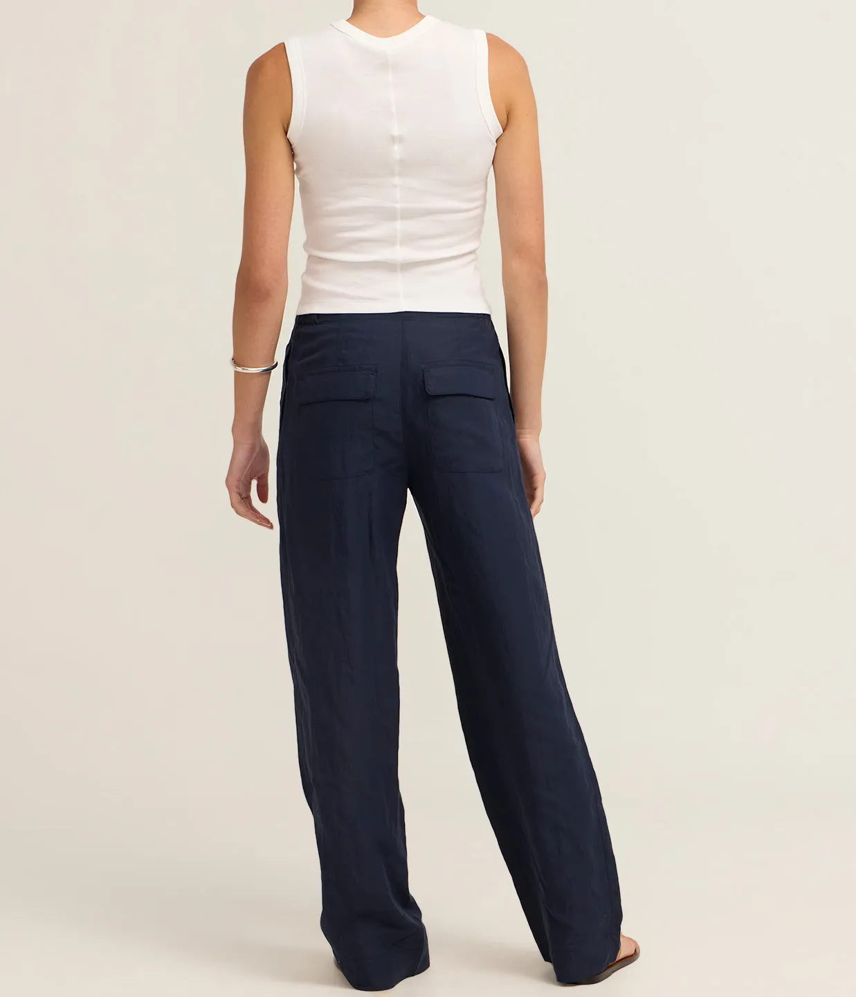 Mid Rise Utility Drawstring Pant in Coastal Blue