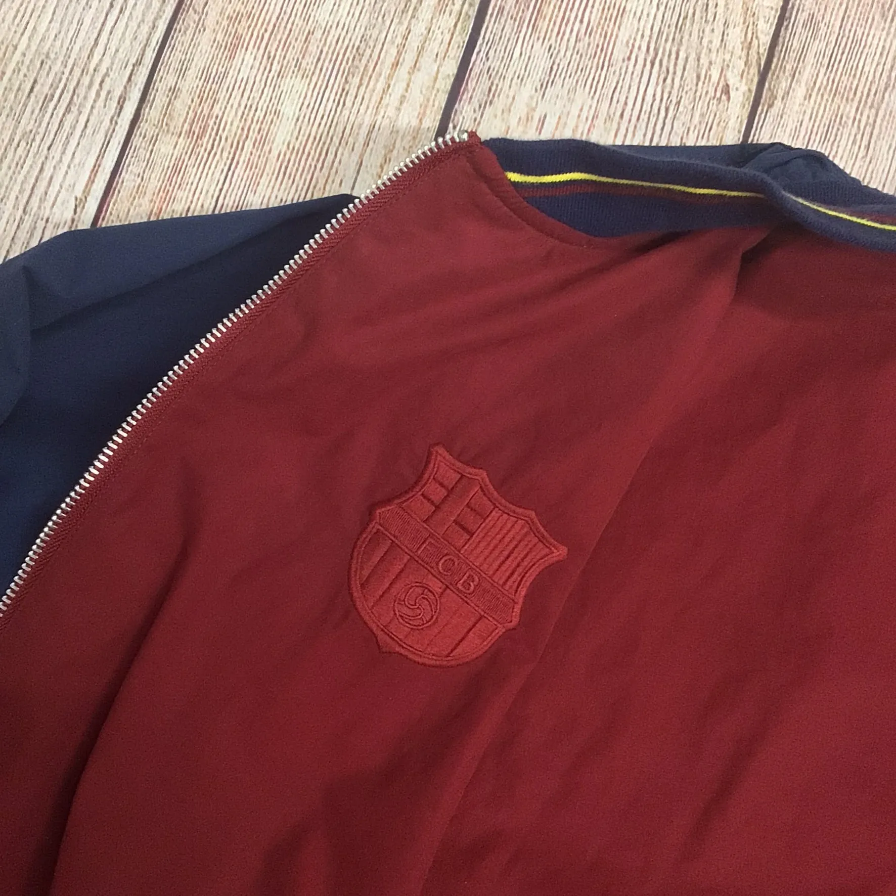 Nike FCB Barcelona Blue & Red Reversible Football Bomber Jacket Size XL