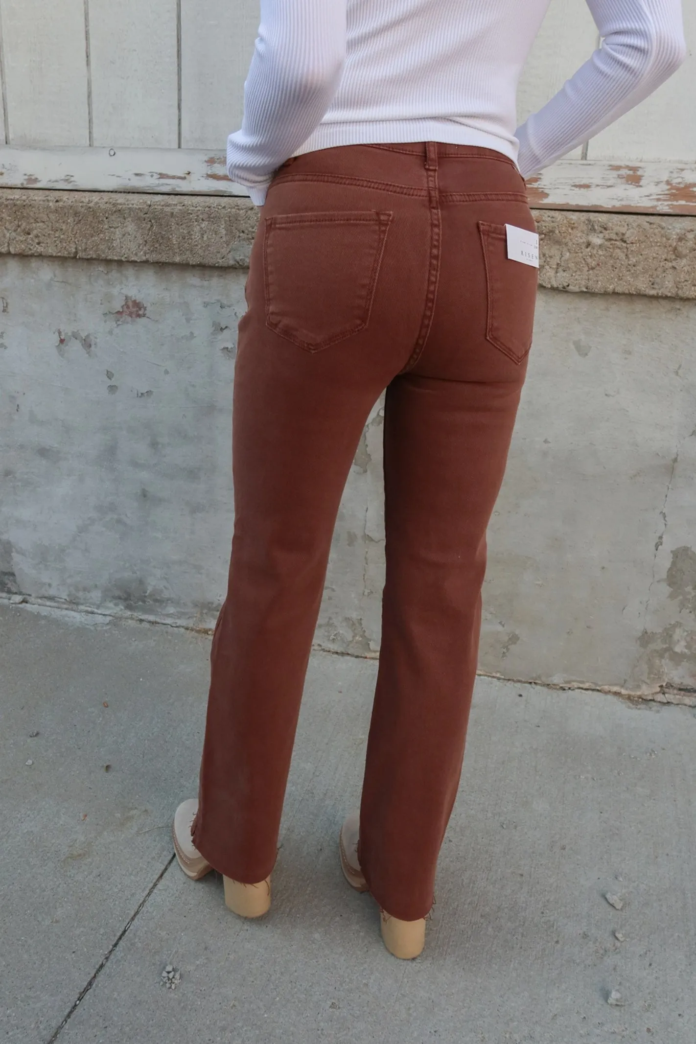 Risen Espresso High-Rise Ankle Straight Jeans