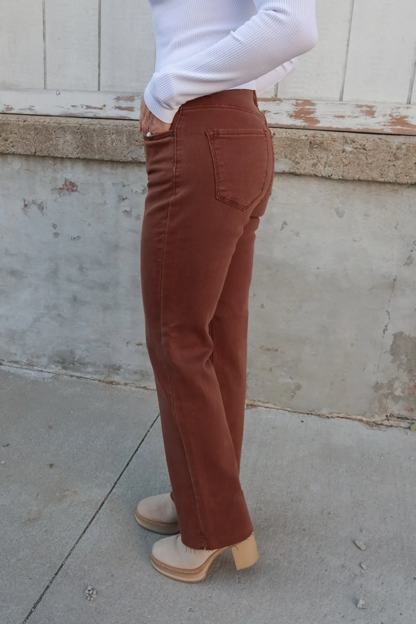 Risen Espresso High-Rise Ankle Straight Jeans