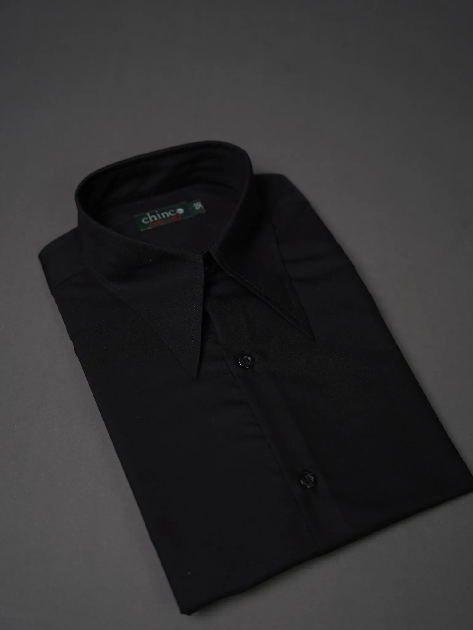 slim fit Long Point collar classic chemise - Black