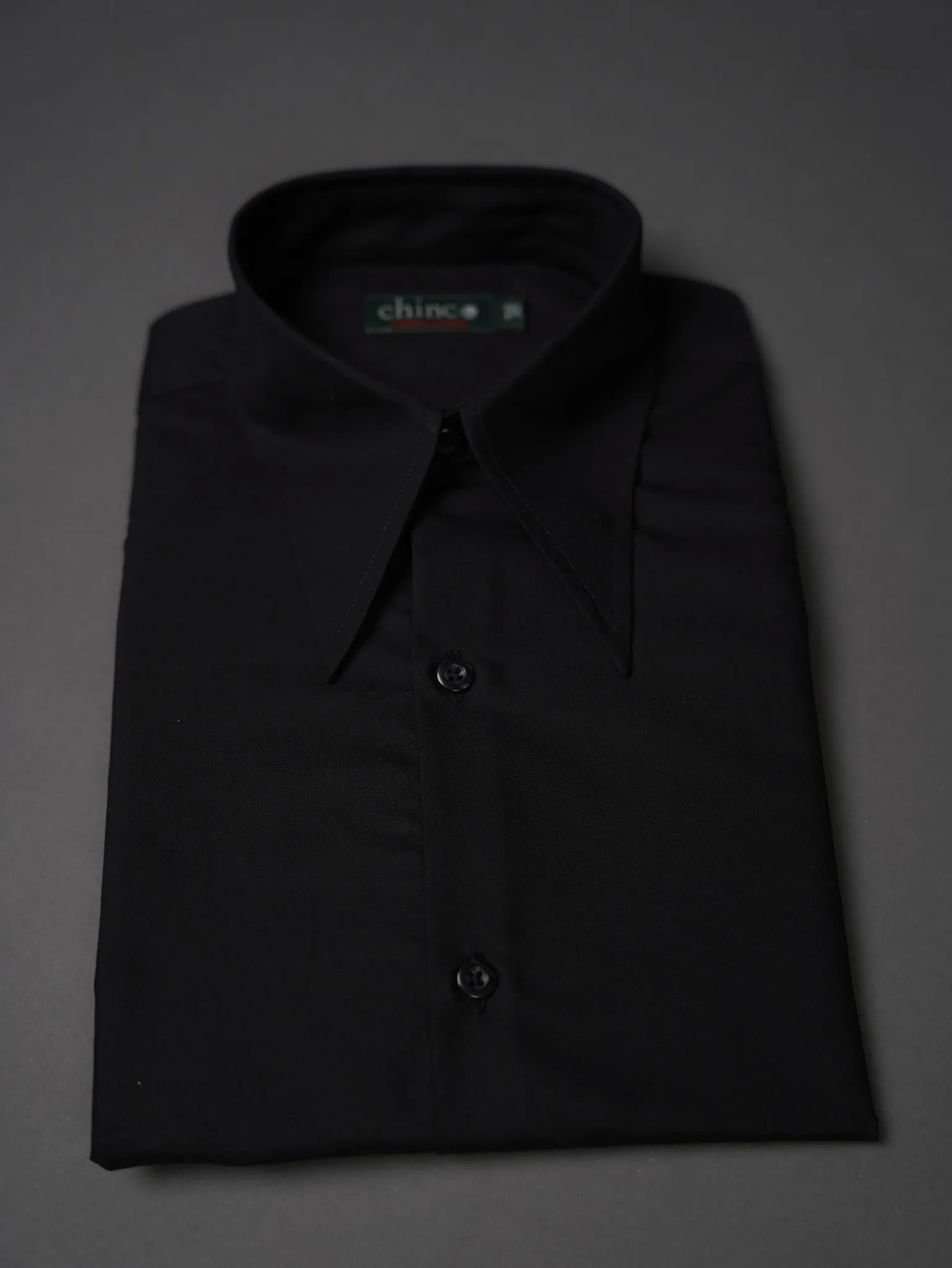 slim fit Long Point collar classic chemise - Black