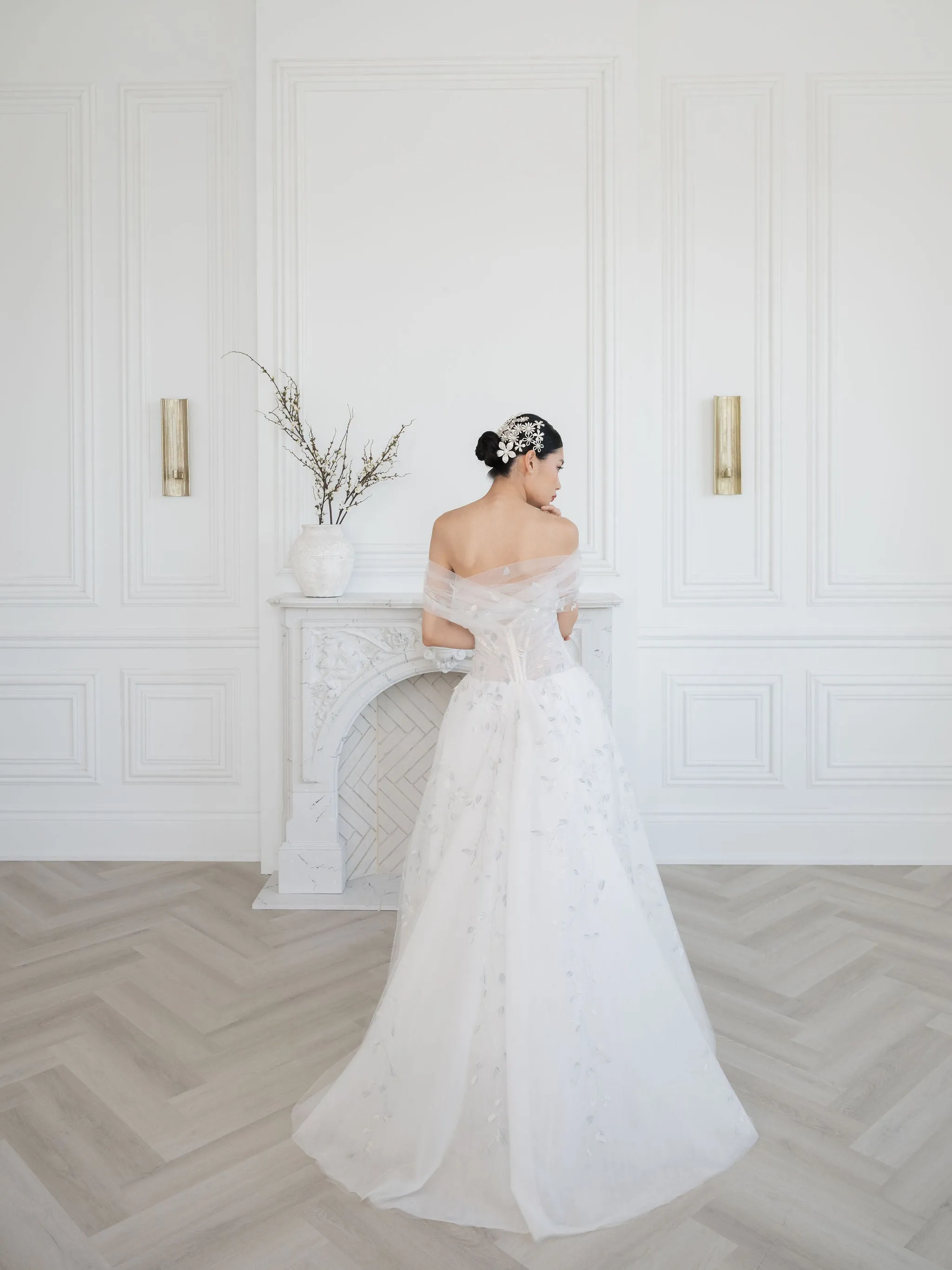 SNOWQUEEN Hand Painted Tulle Wedding Dress