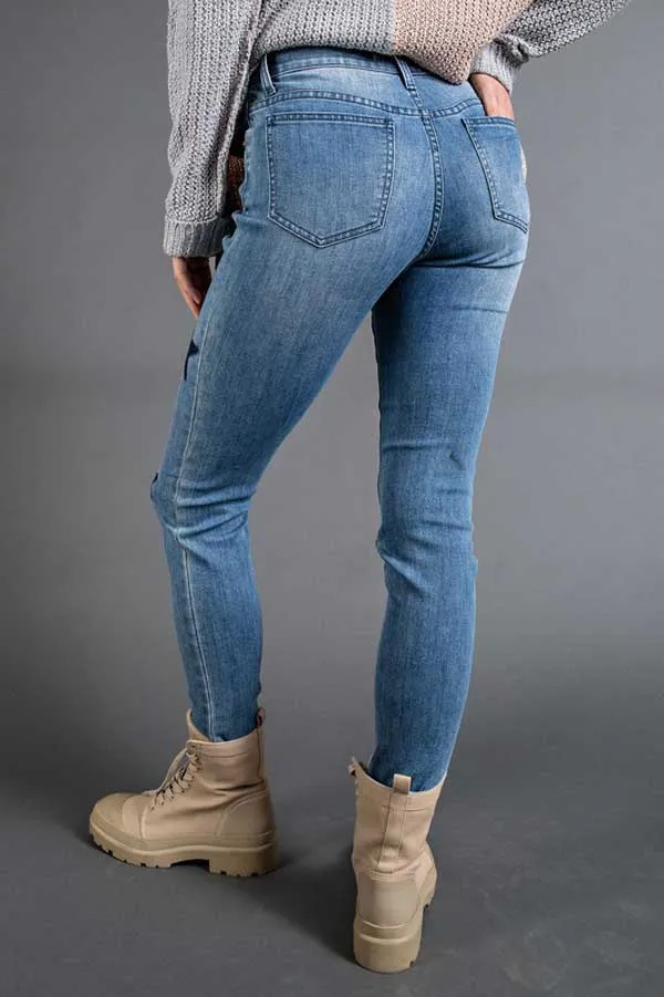 Star Print Slim Mid-Rise Jeans
