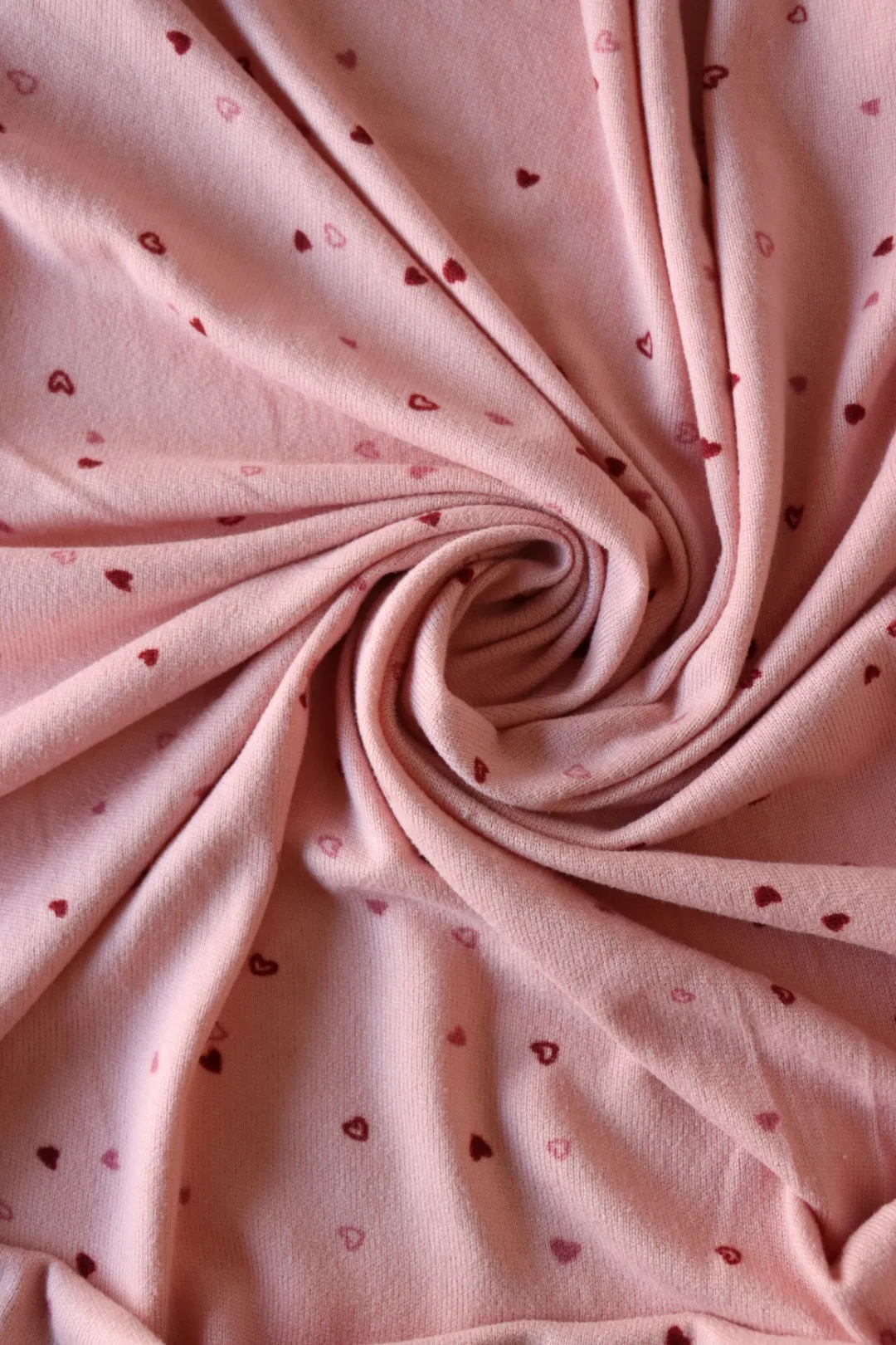 Tossed Hearts on Blush Brushed Sweater Knit