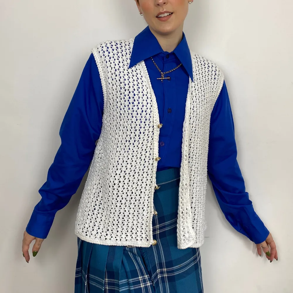 White Knit Vest - S/M