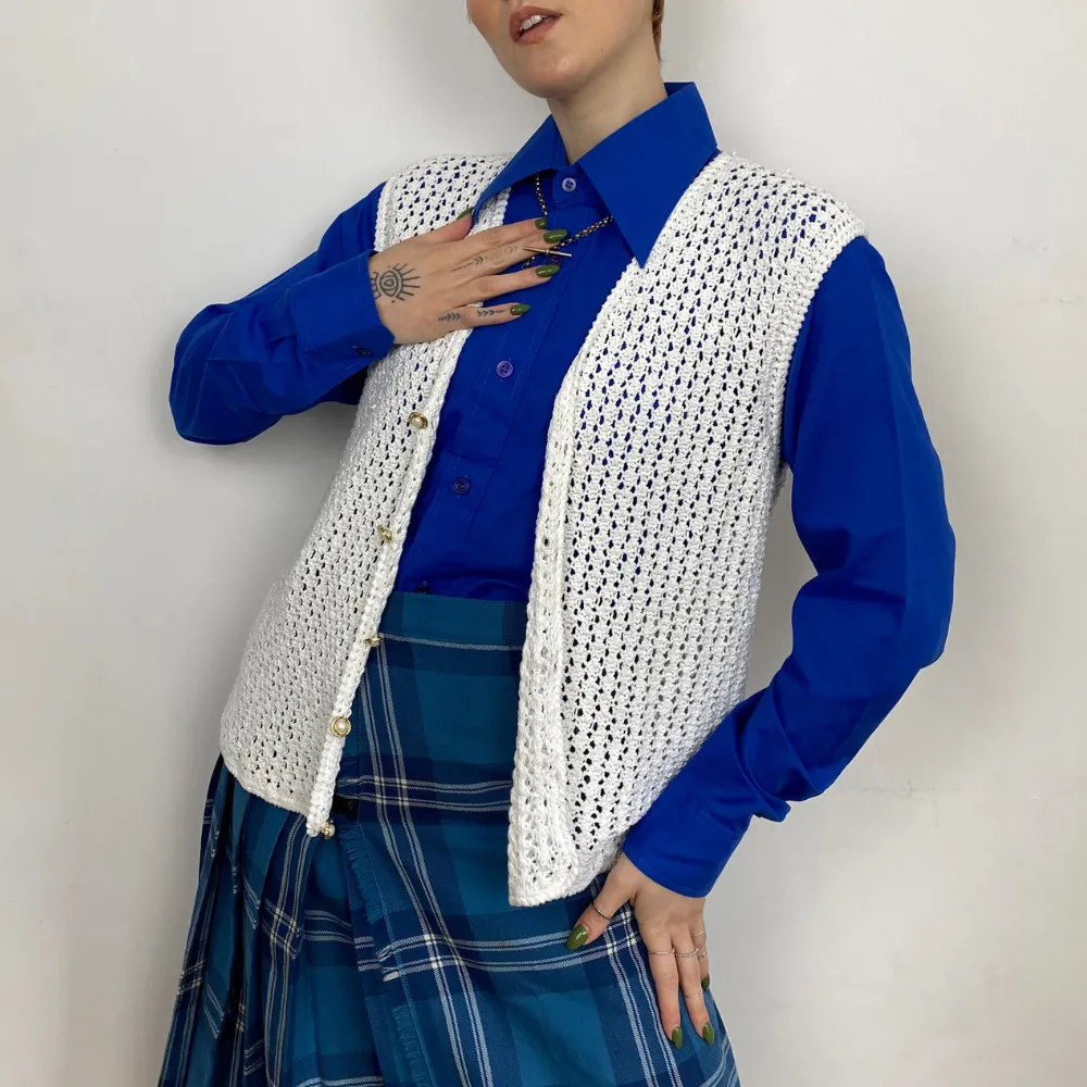 White Knit Vest - S/M