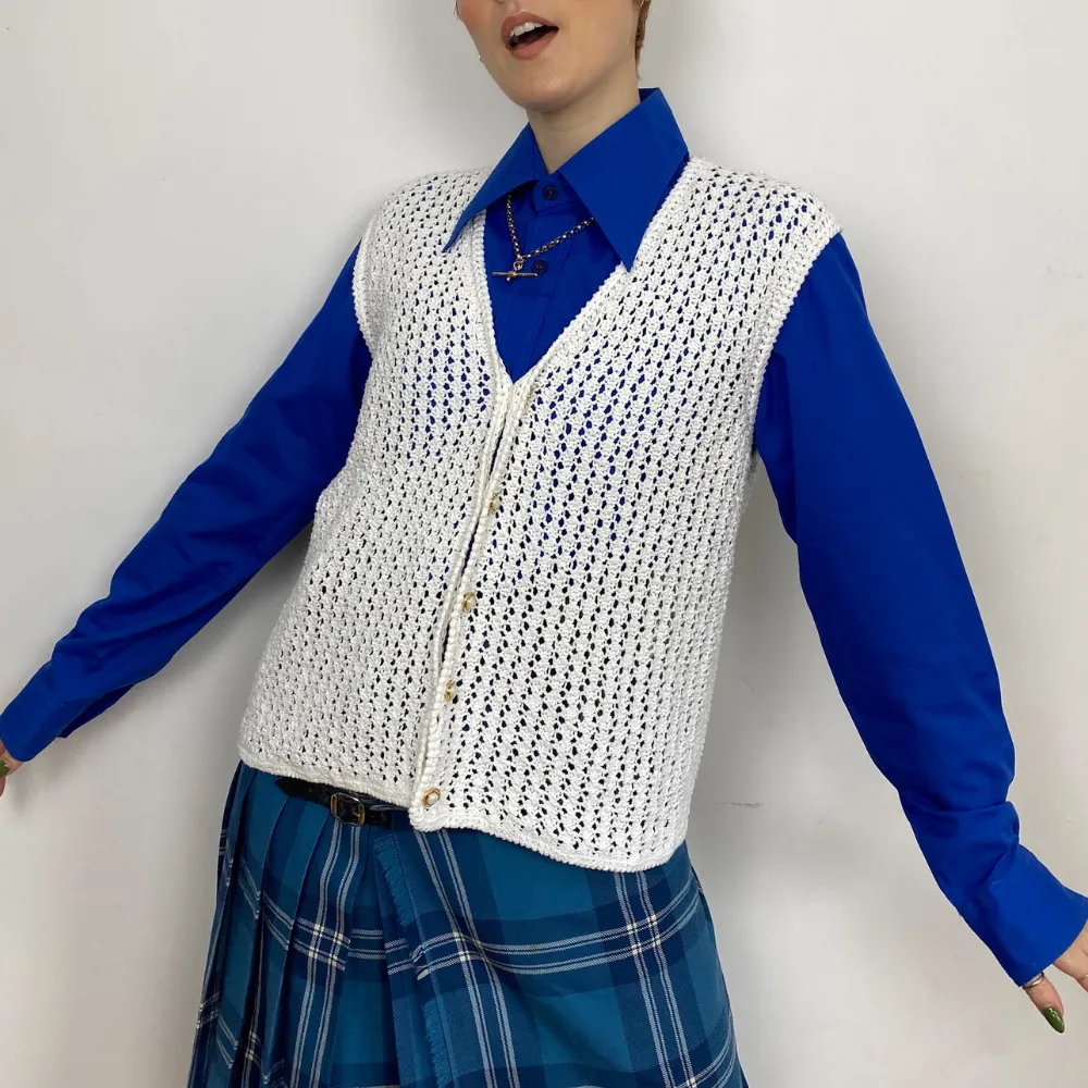 White Knit Vest - S/M