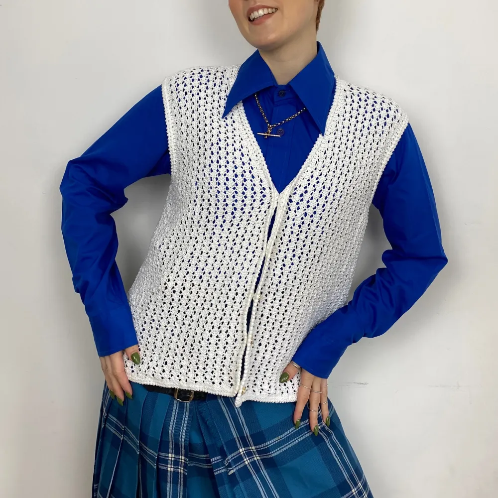 White Knit Vest - S/M