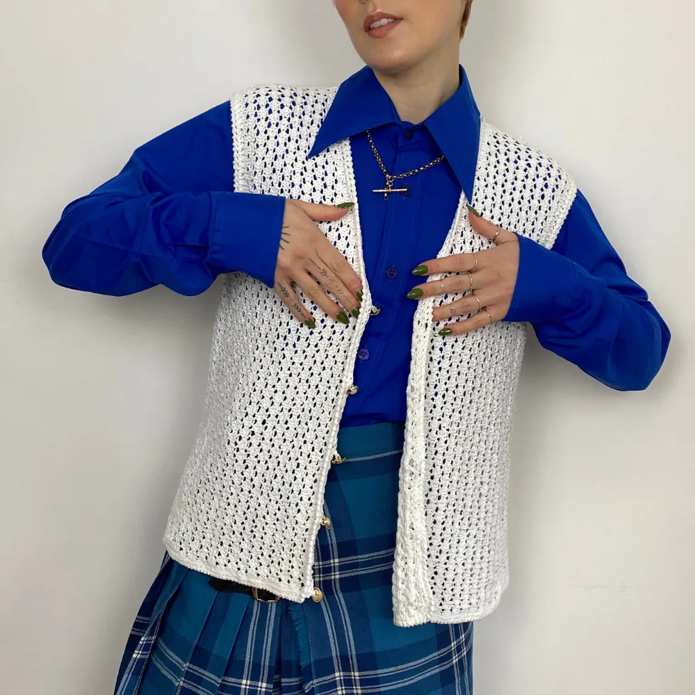 White Knit Vest - S/M